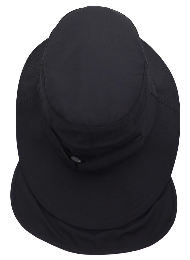 Ducclucc UPF 50+ Surf Bucket Hat with Removable Neck Flap & Adjustable Chin Strap Waterproof Surf Hat for Men Women Surfing Kayaking Watersports (US, Alpha, One Size, Black) - Image 3